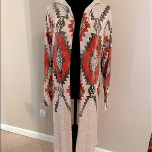 Almost Famous hooded aztec print duster